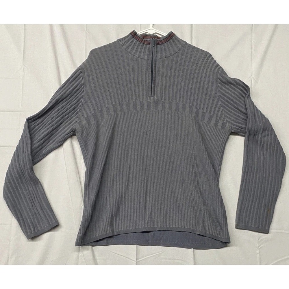 Kenneth Cole Reaction Sweater Mens Medium Gray Cotton Long Sleeve Quarter Zip